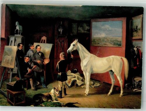 München sign. Adam Albrecht Im Atelier 1854 Öl auf Leinwand Stadtmuseum