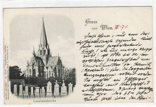 AK Wien 7. Berzirk / VII. Bezirk. Lazaristenkirche. Karte beschrieben Gute Erhaltung.