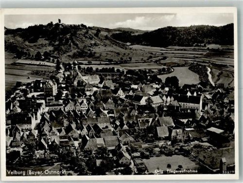 Velburg 1938 Fliegeraufnahme des Ortes mit Kirche St. Johann Baptist