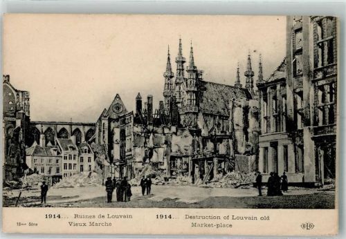 Leuven Marktplatz Ruinen WK I 1914