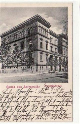 Eberswalde Gruß aus Eberswalde. Abgebildet ist die Forstakademie. Postalisch befördert mit Marke 1901. Sehr gut erhalten.