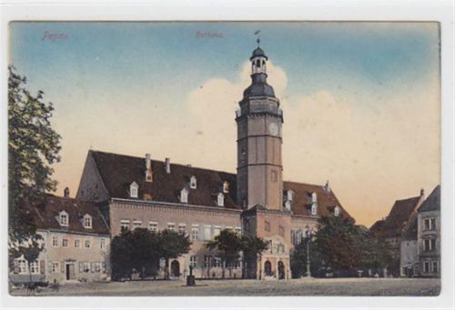 Pegau Rathaus in Pegau gelaufen. Marke fehlt teilweise. Leicht stockfleckig, sonst gut erhalten