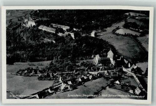 Scheinfeld 1942 Fliegeraufnahme des Ortes mit Schloss Schwarzenberg und Kloster Schwarzenberg