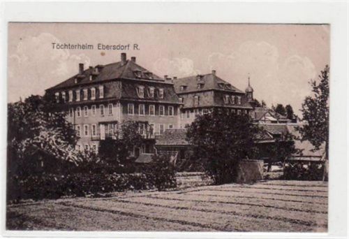 Ebersdorf mit Töchterheim gelaufen von 1918 kleiner Knick oben rechts, sonst gut erhalten.