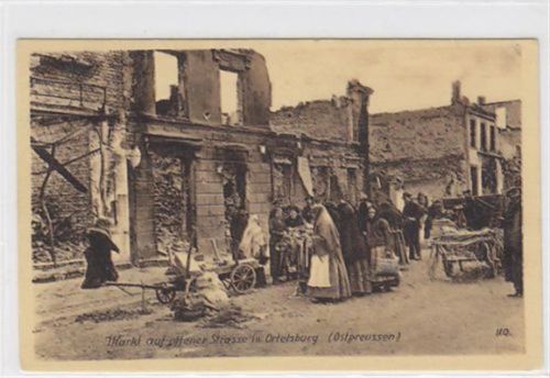 Ortelsburg Markt auf offener Strasse in Ortelsburg / Szczytno ungelaufen Top Erhaltung.