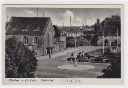 Köthen Köthen mit Partie am Bahnhof gelaufen. Marke fehlt. Leicht bügig, sonst gut erhalten.