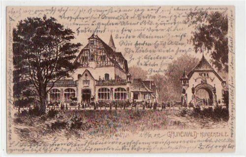 Berlin Wilmersdorf, Grunewald, Federzeichnung von der Hundekehle gelaufen von 1902. Gute Erhaltung.