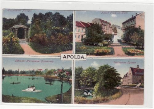 Apolda Apolda mit Kaiser Friedrich-Platz, Herressener Anlagen, Sohteich Herressener Promenade und Städtisches Lyzeam ungelaufen Gute Erhaltung.