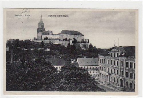 Weida Weida i. Thür. mit Blick auf Schloss Osterburg gelaufen von 1927. Leichte Stempelspuren, sonst gut erhalten.