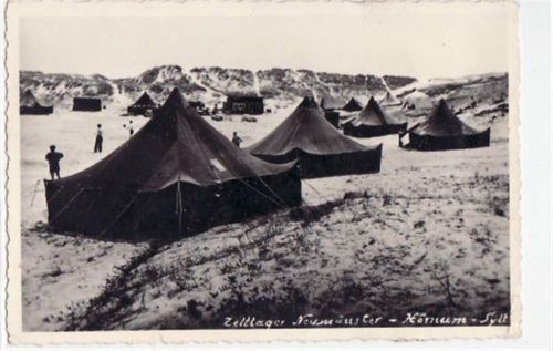 Hörnum auf Sylt mit Zeltlager Neumünster gelaufen, 1952 kleiner Knick unten rechts, leichter Schriftdurchdruck, sonst gut erhalten