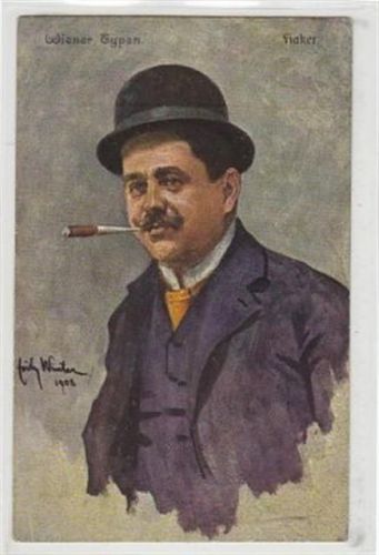 Künstlerkarte Wiener Typen / Fiaker 1908. Ungelaufen. Rückseite leicht fleckig, sonst gut erhalten