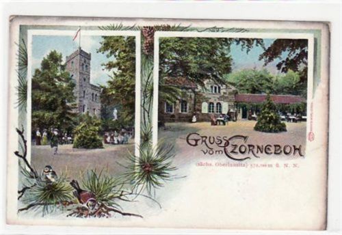 Cunewalde mit Czorneboh gelaufen von 1912. Oxydationsspuren an den Rändern, kleiner Knick oben links, leicht stockfleckig, sonst gut erhalten.