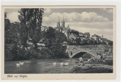 Fritzlar Fritzlar. ein Blick auf eine Brücke gelaufen, 1940. leichte Eckabschürfungen, sonst gut erhalten