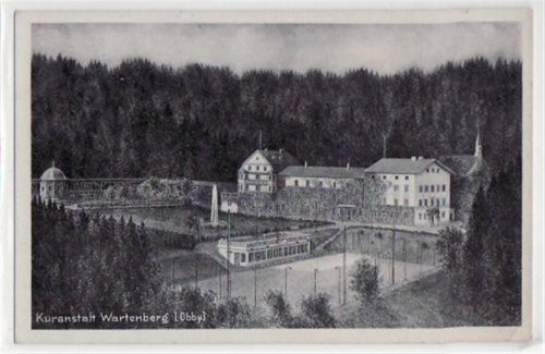 Wartenberg, Künstlerkarte mit Kuranstalt gelaufen von 1940. Gute Erhaltung.