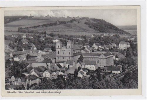 Wartha Wartha Bez. Breslau - Bardo / Kreis Frankenstein - Zabkowice Slaskie mit Rosenkranzberg gelaufen 1943 kleiner Knick an der linken unteren Ecke Leichte Stempelspuren, sonst gut erhalten
