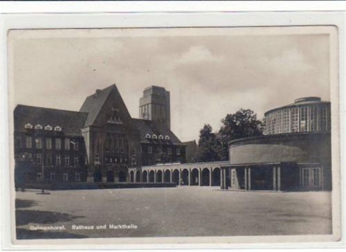 Delmenhorst Delmenhorst mit Rathaus und Markthalle ungelaufen kleiner Knick oben links, leicht stockfleckig, sonst gut erhalten