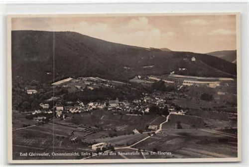 Bad Gleisweiler. Gesamtansicht mit Sanatorium von Dr. Hoenes links im Wald gelaufen. Leichter Stempeldurchdruck, sonst gut erhalten