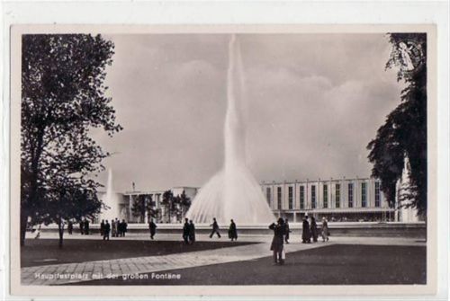 Düsseldorf Düsseldorfer Ausstellung Schaffendes Volk 1937, Hauptfestplatz großen Fontäne ungelaufen Gute Erhaltung.