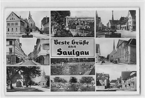 Saulgau Saulgau. Freibad Blick auf die Kirche gelaufen. leichte Eckabschürfungen, sonst gut erhalten