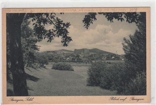 Striegau / Strzegom in Schlesien mit Blick auf Striegau gelaufen 1929. Rückseite leicht stockfleckig, sonst gut erhalten