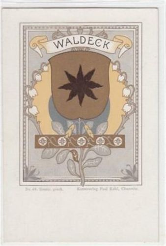 Waldeck Waldeck, Künstlerkarte. Stadtwappen. ungelaufen um 1900 Top Erhaltung.