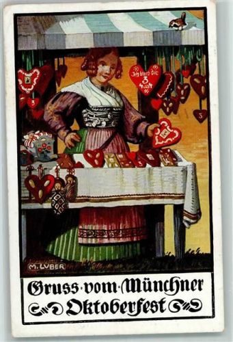 München 1927 Oktoberfest sign. M. Luber AK