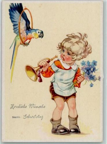 Kind mit einer Tröte Geburtstag