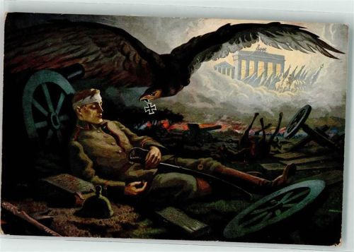 1915 Die Vision eines vewundeten Kreigers , Adler mit Eisernes Kreuz Propaganda WK I