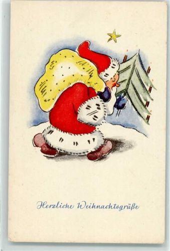 Roter Mantel Magoli Karte AK Weihnachtsmann Künstlerkarte