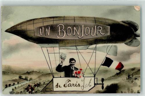 1908 Zeppelin Un Bonjour Glückwunsch AK