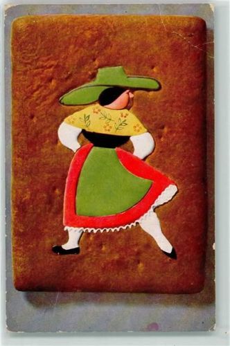 1908 Frau mit Tracht als Verzierung auf dem Lebkuchen