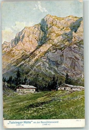 W8174 Benediktbeuern Tutzingerhütte Hüttenstempel AK Compton, T. 1923 Künstlerkarte
