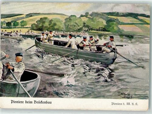 Pioniere 3 beim Brückenbau Nr. III Döbrich-Steglitz, E. R.