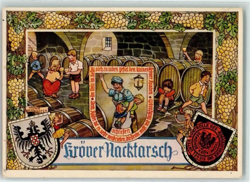 Kröv 1971 Kröver Nachtarsch , Arsch versohlen , Wappen Weintrauben Weinkeller Kinder Maschinenstempel