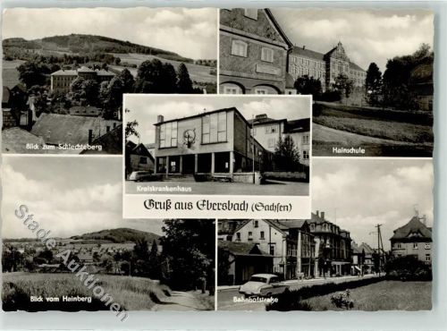 Ebersbach Blick vom Hainberg Schlechteberg Hainschule Kreiskrankenhaus Bahnhofstraße Auto