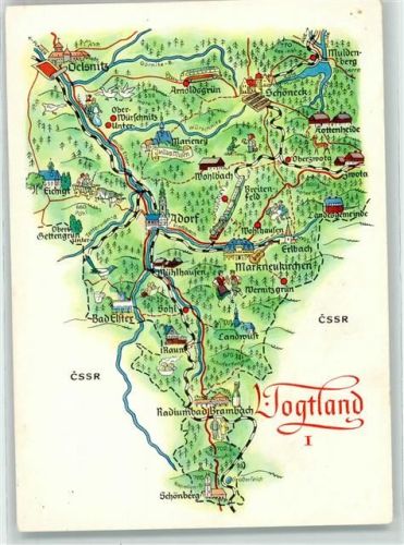 Adorf Landkarte Vogtland I Zeichnung A. Hoppe