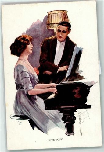 Love Song Frau am Klavier AK Fisher, H.