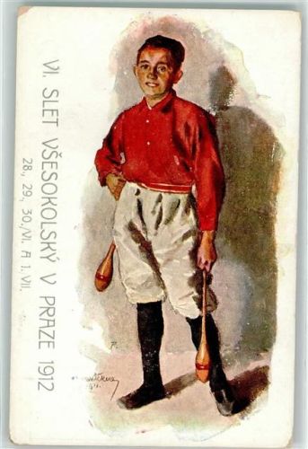 Prag Praha VI Slet Vsesudolsky 1912 AK Turnfest Gebrauchsspuren