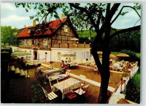 Siebenstern Gasthaus Pension Siebenstern Inh. Hans August Kanne Fachwerkhaus Terrasse gedeckter Tisch