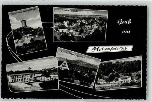92366 W8431 Hohenfels , Oberpf - Burgruine Hungerturm B.-R.-K.- Erholungsheim Gasthaus Cafe zur Forelle Schule