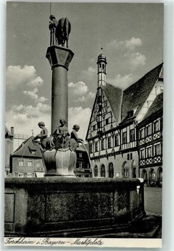 Forchheim Marktplatz Marktbrunnen Fachwerkhäuser Aus Bildkalender Aus deutschen Landen 1935