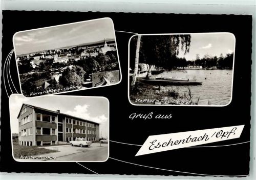 92676 W8489 Eschenbach i.d.OPf. - Kalvarienberg Siedlung Kreisberufsschule Auto Stadtbad m. Jugendherberge