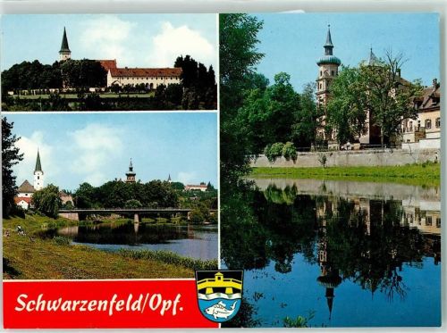 Schwarzenfeld Kirche Brücke Wappen Fisch