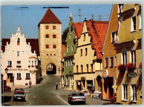 Wemding Wallfahrtsstraße Stadttor Gasthaus Weißer Hahn EDEKA-Geschäft Gasthaus Ente