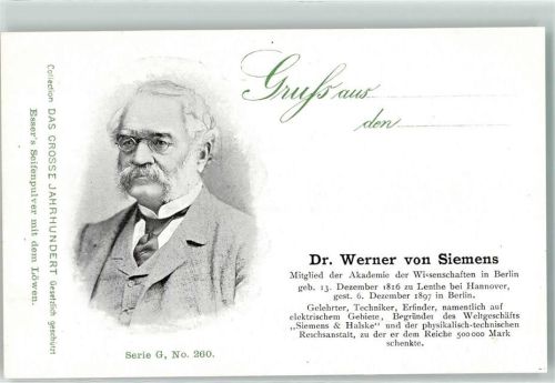 Das Grosse Jahrhundert Essers Seifenpulver Serie G Nr.260 Dr.Werner Siemens Erfinder Serie