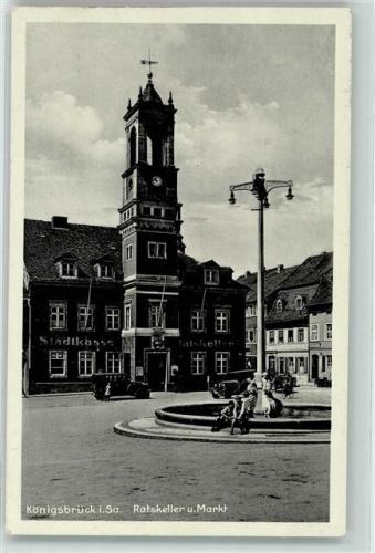 Königsbrück Gasthaus Ratskeller Stadtkasse Marktplatz Brunnen