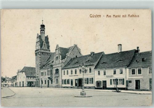 Güsten Am Markt mit Rathaus Turm Bäckerei Konditorei Geschäft