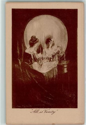 All is Vanity - Frau schaut in den Spiegel als Totenkopf , Tod