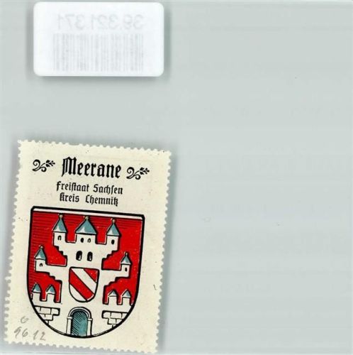 Meerane Vignette Wappen Freistaat Sachsen Kreis Chemnitz