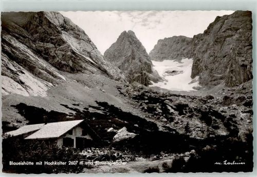 Blaueishütte Hochkalter Blaugleisgletscher Aussenterrasse Hüttenstempel